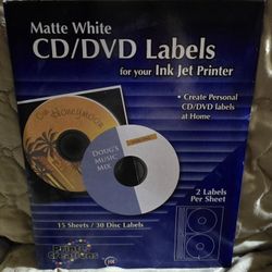 
Printer Creations CD DVD Matte White Labels For Inkjet Printers 60ct New
