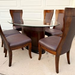 Glass Top Table & 6 Chairs 
