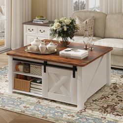 Coffee Table, Lift Top Center Table with Storage, Square Living Room Tables with Adjustable Shelves, Wooden Center Coffee Table with Hidden Storage Co