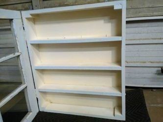 Architectural Salvage Rustic Blue Window Medicine Cabinet 27x24