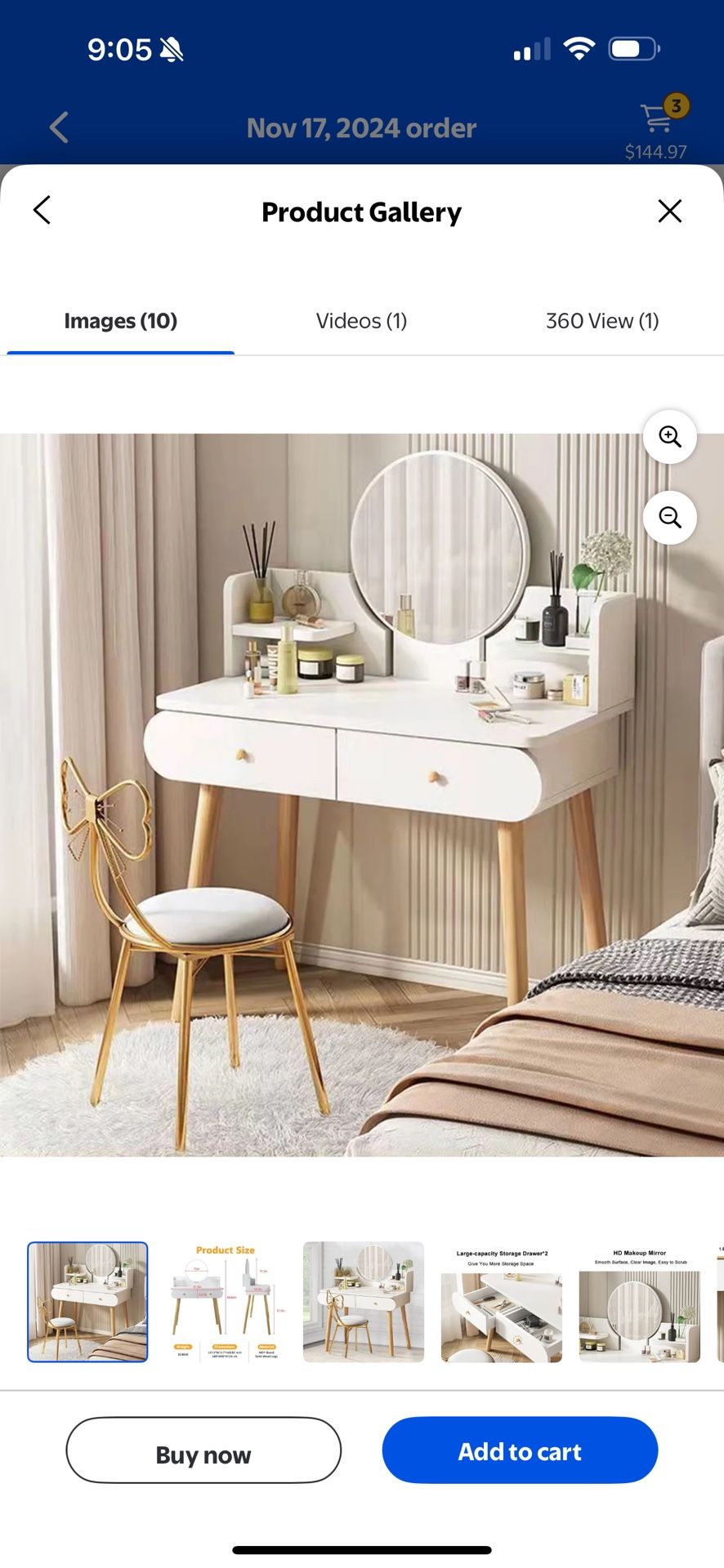 ANJORALA Vanity Table Set with Mirror, Adult Makeup Vanity Desk Dressing Table(Without Stool)