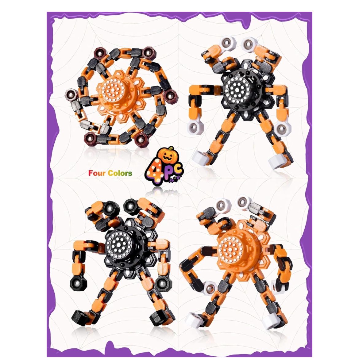 Halloween Decor Toy Gifts for Kids Transformable Fidget Spinners for Adults Stress Relief Sensory Toys for Boys and Girls Fidget Toys Black Orange Hal