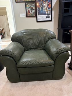 Amazing soft green leather chair!