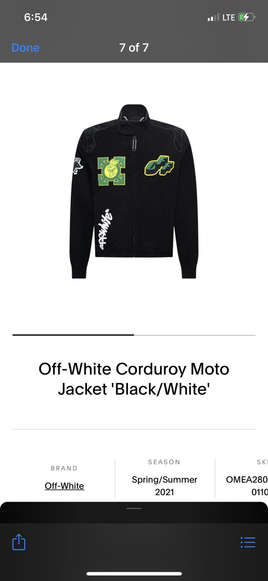Off White Corduroy Moto Jacket 