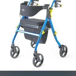 Medline Premium Empower Rollator, 8-Inch Wheels, Blue Frame