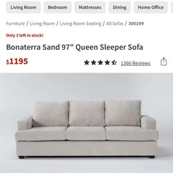 Bonterra Dove 97” Queen Sleeper Sofa