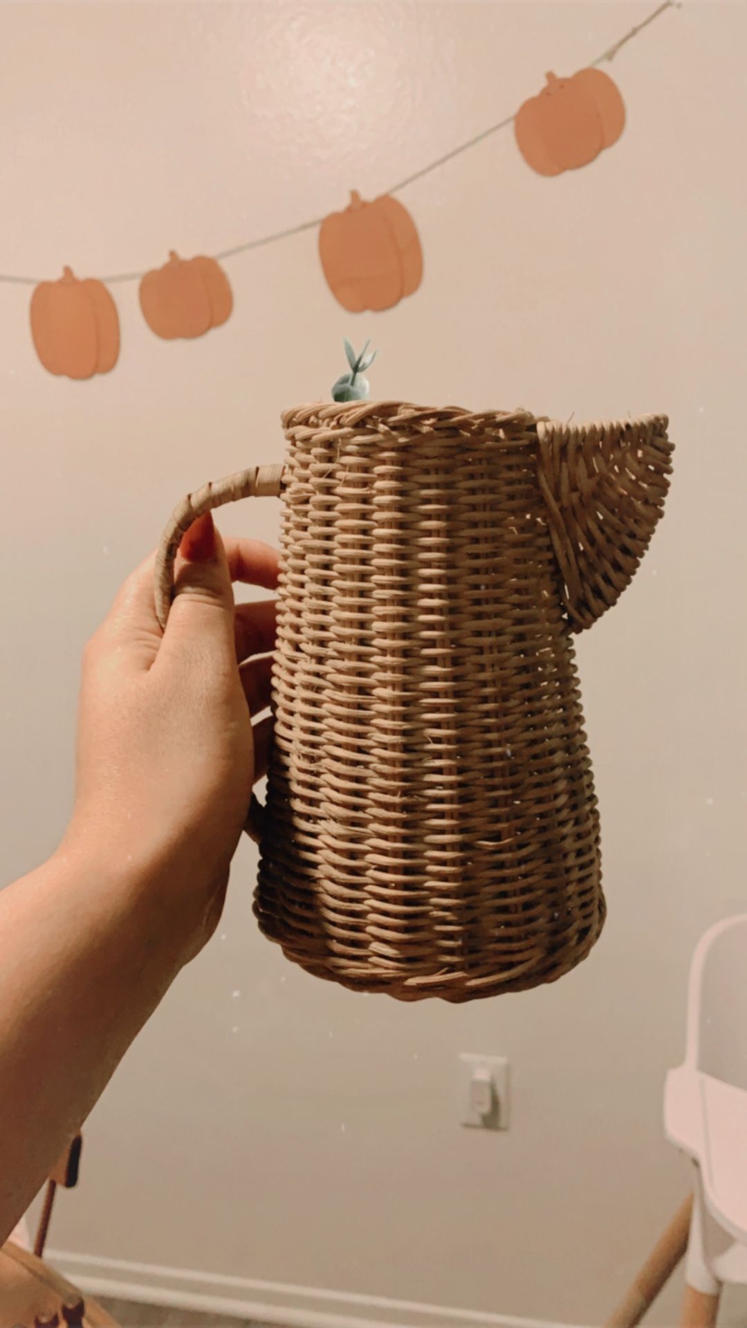 Wicker decor cup cute for plant inside or decor for kids kitchen