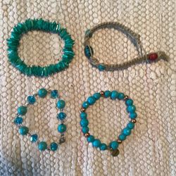 4 Fashion Bracelets Shades Of Turquoise 