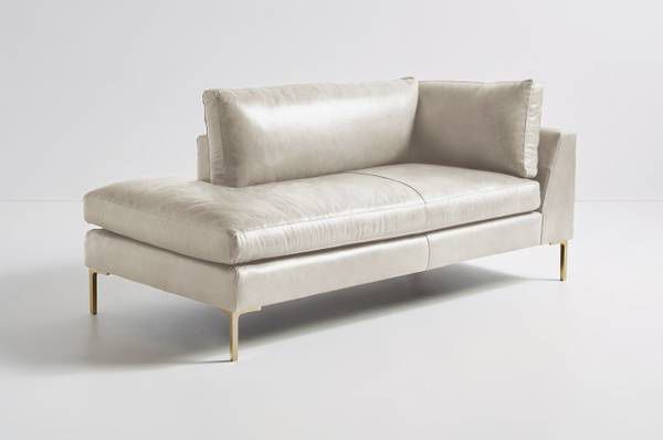 Anthroplogie Bowen Modular Ivory White Leather Chaise Lounge Sofa