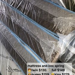 King. Queen. Full. Twin beds with box springs