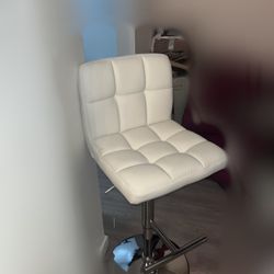 Upholstered Adjustable Bar Stool White