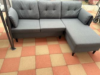 New grey Portaforta 77-inch convertible sectional sofa with a reversible chaise.