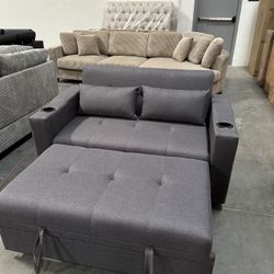 New! Comfortable Sofabed, Sleeper Sofa, Small Space Sofa With Pull-out Bed, Grey Sofa Couch, Grey Couch, Office Sofa, Bedroom Sofa, Studio Sofa Couch 