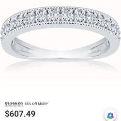 10k White Gold Princess Cut Natural Diamond Band