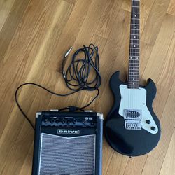 First Act Adam Levine electric Guitar, On Stage Stands guitar case, Drive Amplifier, Amp Cord.