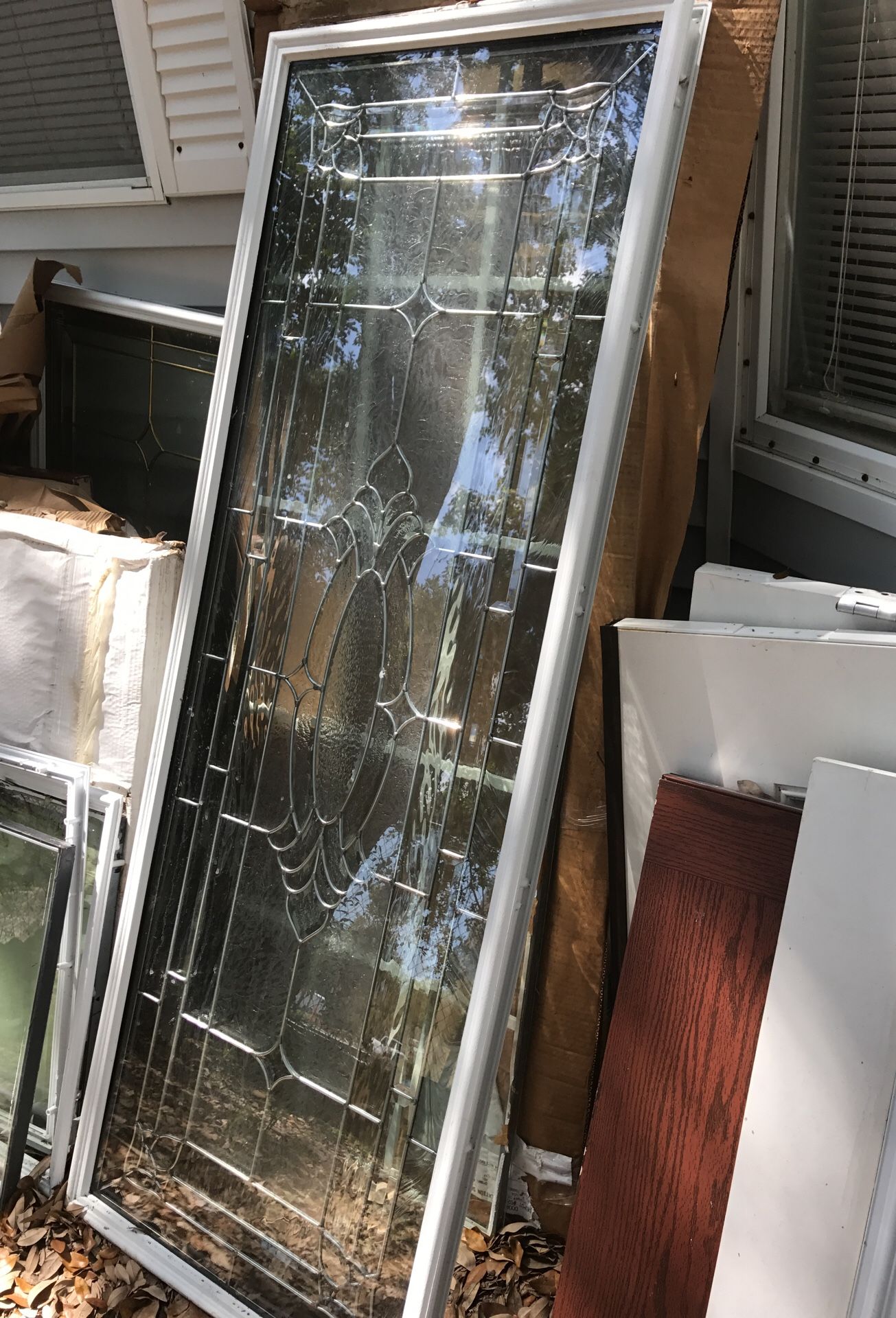 Leaded glass door insert 24x64