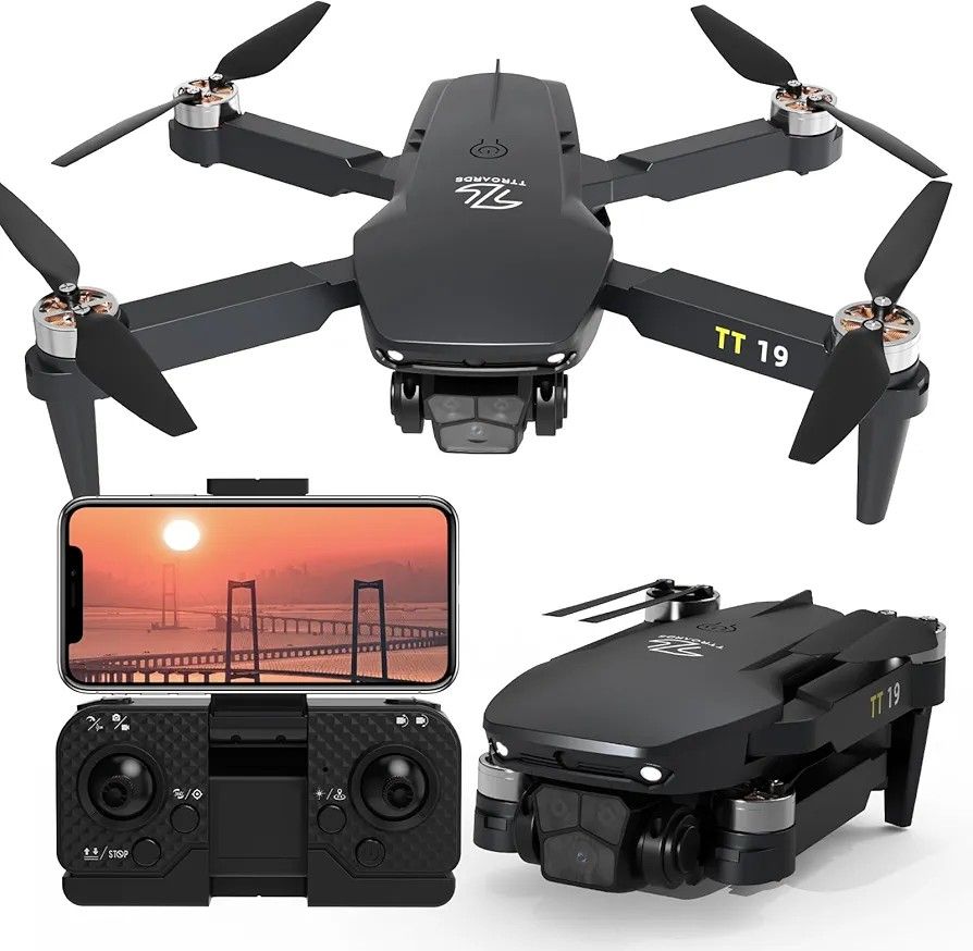 Drone with 1080P HD Camera, Obstacle Avoidance, Brushless Motor, FPV Foldable Mini Quadcopter, 3D Flips Altitude Hold, Propeller Guards