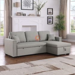 Reversible Pull Out Sleeper Sofa Bed Sectional Couch