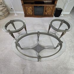 Glass top coffee table and end tables set