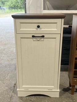 Tilt Out Trash Can Cabinet 10 Gallon Hidden Trash Garbage Can Cabinet with Drawer,Pet Proof Hidden Garbage for Kitchen,Laundry Bathroom (White)💰80$  
