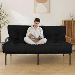 8" Full Size Extra Thick Velvet Futon Floor Mattress , Black    (Mattress Only)