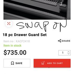 Snap On Tools Real Glossy Carbon Fiber 18pcs Drawers Guards 