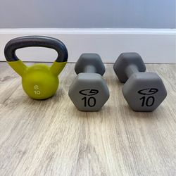 10 lbs - Dumbbells & Kettlebell (Set of 2) (1 Ball)