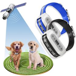 GPS Wireless Dog Fence System for 2 Dog, Electric Satellite Technology Pet Containment System by GPS Signal Boundary Pets with Waterproof & Rechargeab