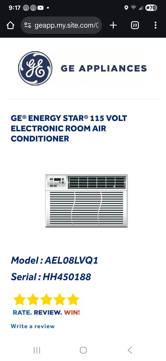 8,000 BTU 115V Window Air Conditioner Cools 350 Sq.