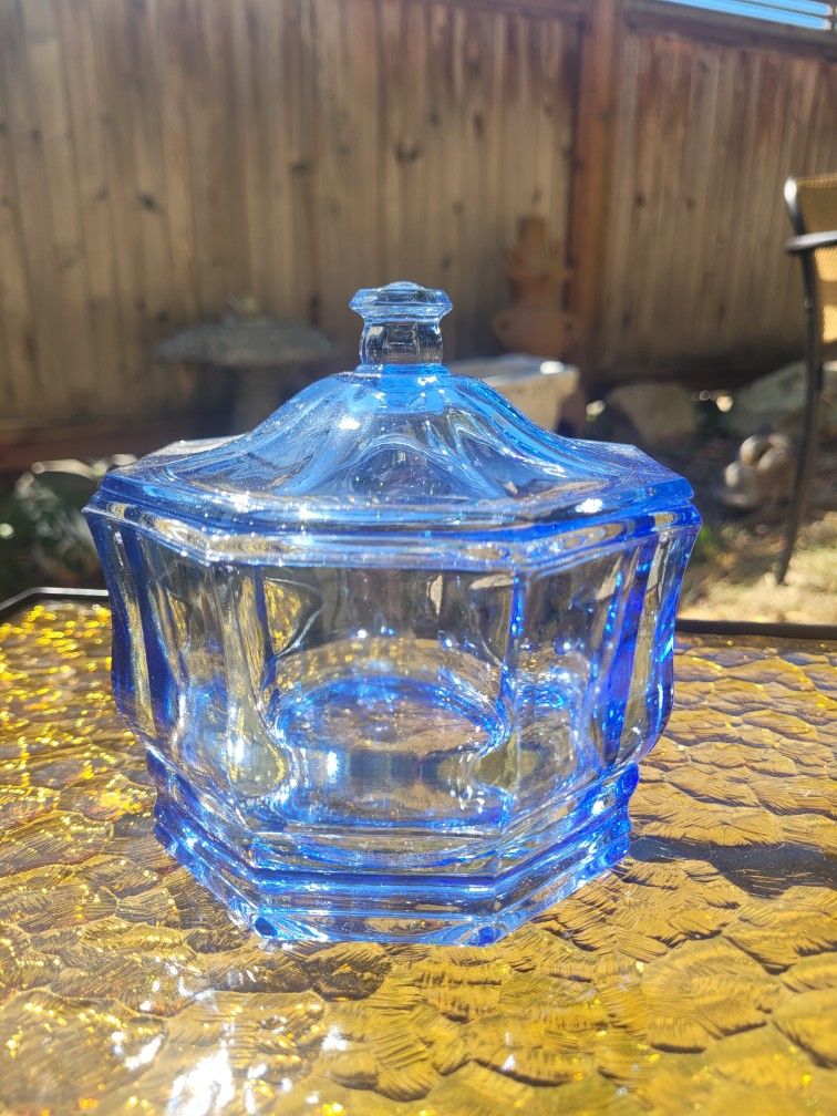 Vintage Blue Glass Container