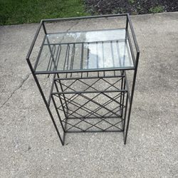 Metal Table For Wine Bottles And Wine Glasses