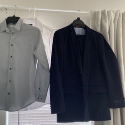Tommy Hilfiger suit (jacket/pants size 16) & 2 dress shirts (calvin &tommy)