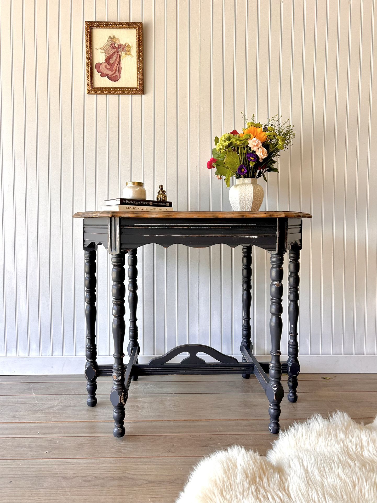 Refinished Farmhouse Cottage Side Table End Table, Entry Table Way