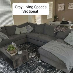 Gray Sectional Couch Sofa With Chaise 