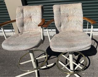 Set of 2 Vintage Swivel Bar Stools Caddy Kitchen Island Chairs