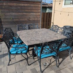 Large Stone Top Table W/ Chairs