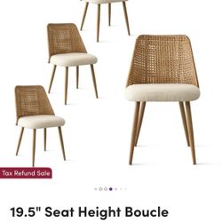 4 Rattan Back Dining Chairs -Brand New