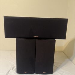 Klipsch Center + Surround Speakers Set – Matching 3-Piece Home Theater System