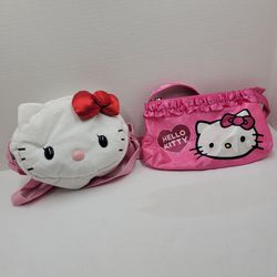 2 Sanrio Hello Kitty Pink White Small Coin Purses Bags Cute Bow Travel Strap