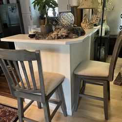 Set Of 2 Counter Height Stools, Chairs, Distressed Gray