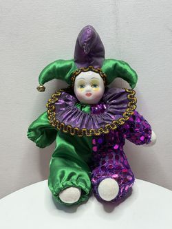 Vintage Porcelain Jester Doll (Harlequin)