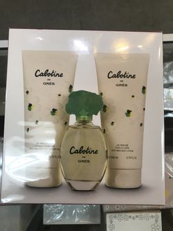 Cabotine perfume for women. Large size gift set includes 3.4oz fragrance, 6.7oz (200ml) body lotion and 6.7oz shower Jel. Original brand new in the b