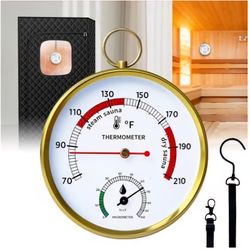 Sauna Thermometer Hygrometer Gold 3.7 inch