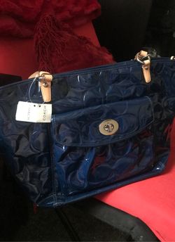 Coach purse navy color with leather With Tags