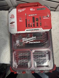 BRAND NEW Milwaukee 90-Piece SHOCKWAVE Impact Bit Set w/ PACKOUT Case (2 Available)