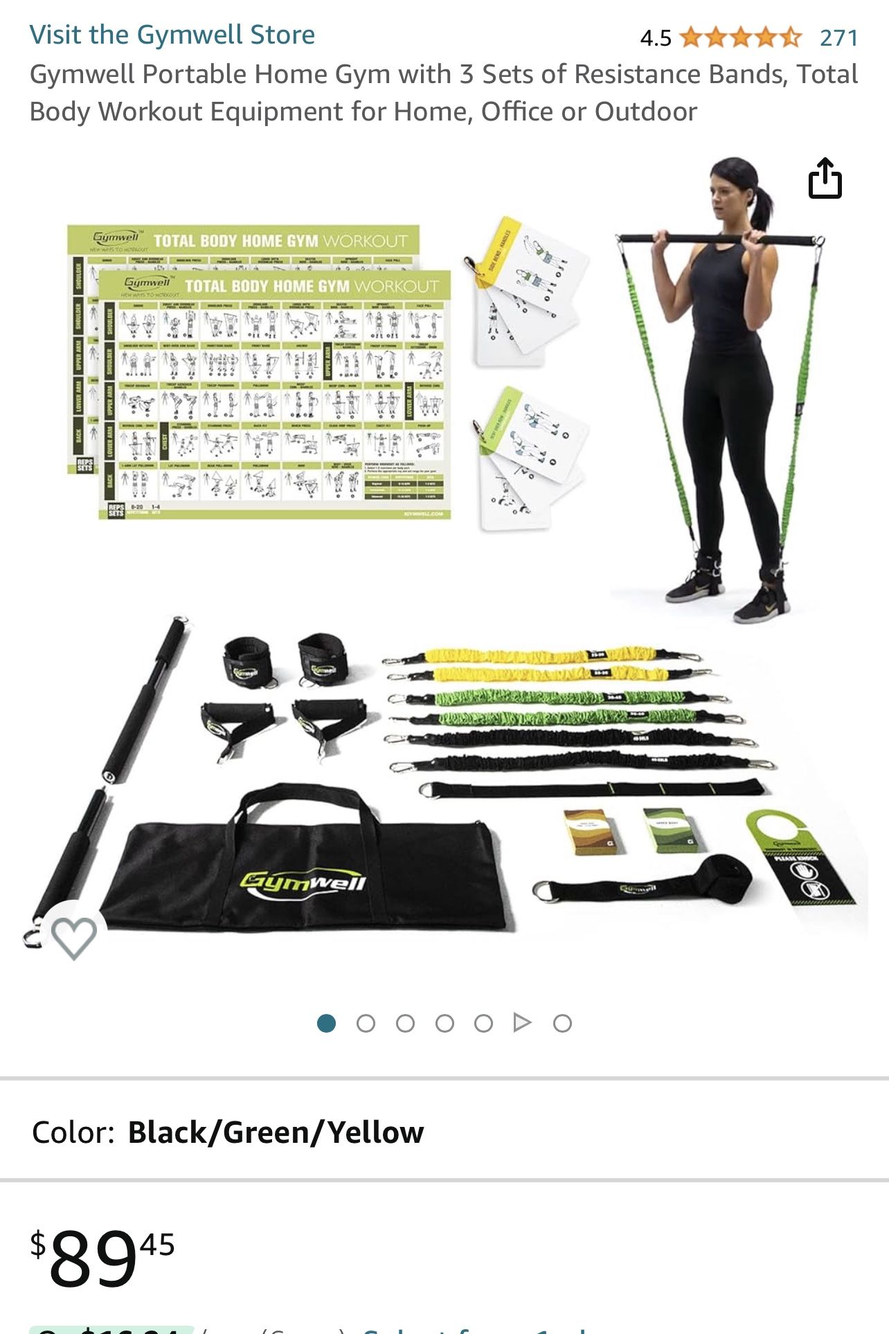 Gymwell Portable Home Gym with 3 Sets of Resistance Bands, Total Body Workout Equipment for Home, Office or Outdoor