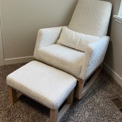 Crate&Barrel Sherpa Rocking Chair & Foot Rest