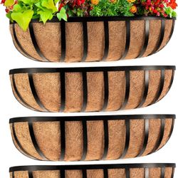 Railing Planter Window Box Deck Balcony Rail Planter 24 Inch for Porch Fence Patio Outdoor 4 Pack