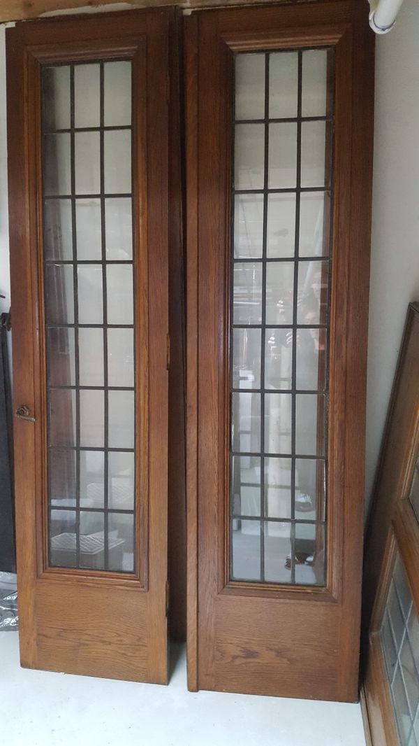 Beautiful leaded glass French doors for Sale in La Grange