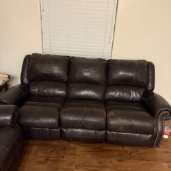 Leather Couch Reclining Set 
